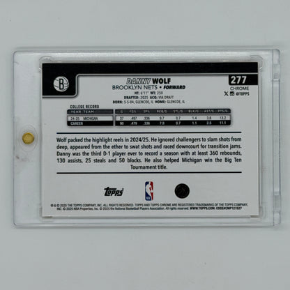 Danny Wolf Brooklyn Nets NBA Basketball Topps 2025 Chrome RC /50