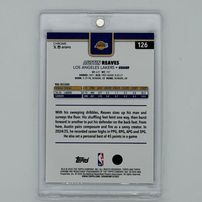Austin Reaves Los Angeles Lakers NBA Basketball Topps 2025 Chrome /75