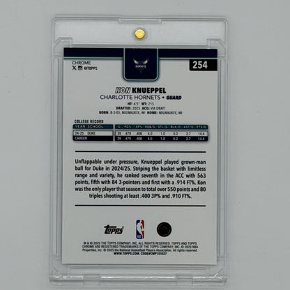 Kon Knueppel Charlotte Hornets NBA Basketball Topps 2025 Chrome Geomatric