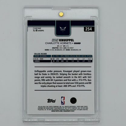 Kon Knueppel Charlotte Hornets NBA Basketball Topps 2025 Chrome Refractor