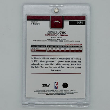 Nikola Jovic Miami Heat NBA Basketball Topps 2025 Holiday