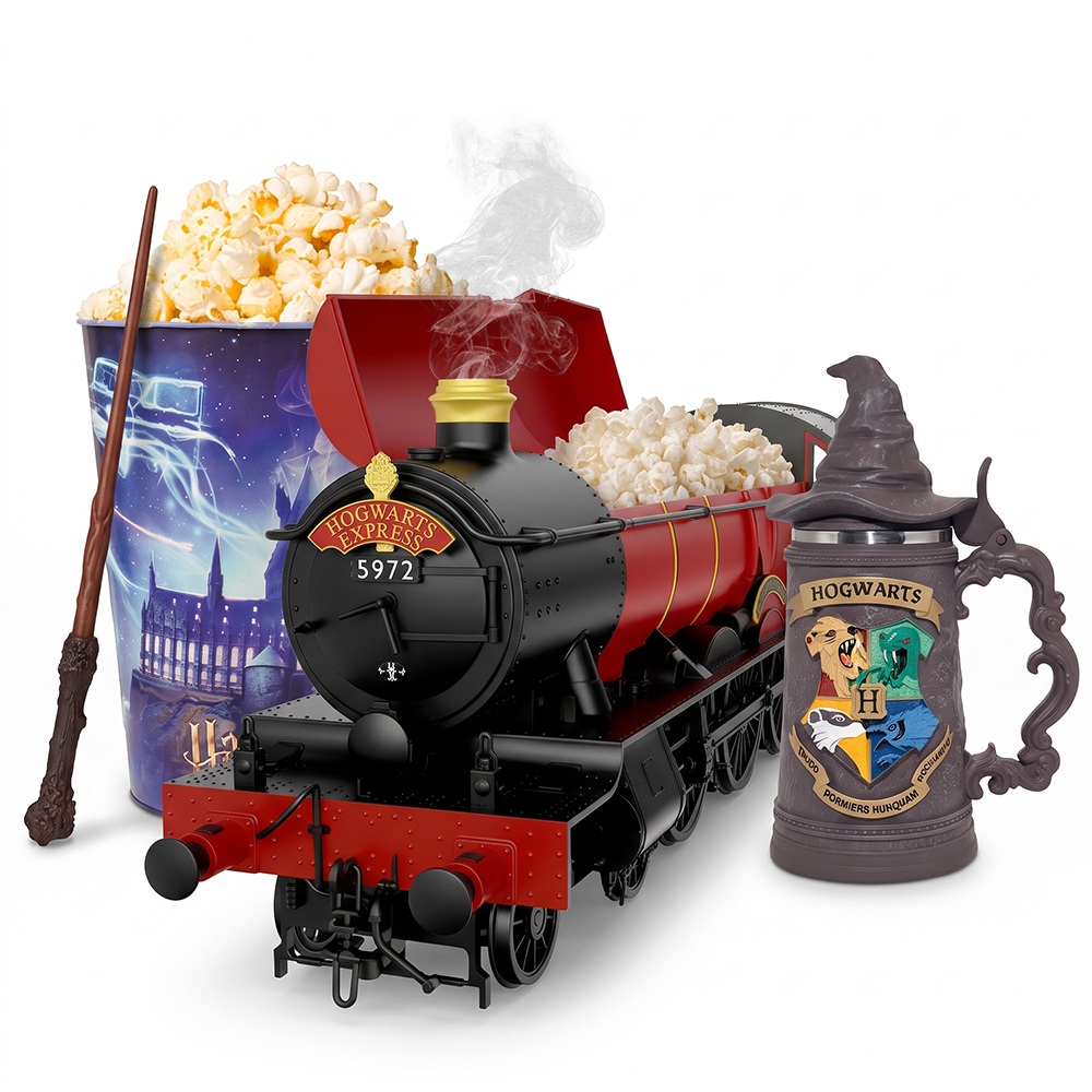 Harry Potter - UCI Popcorn Eimer, Hogwarts Express, Krug und Zauberstab!
