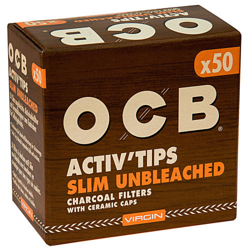 OCB Slim Unbleached Activ Tips 7mm 50 Filtertips